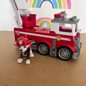 Nickelodeon Paw Patrol Red and Gray Action Figure Marshall and Firetruck vehicle